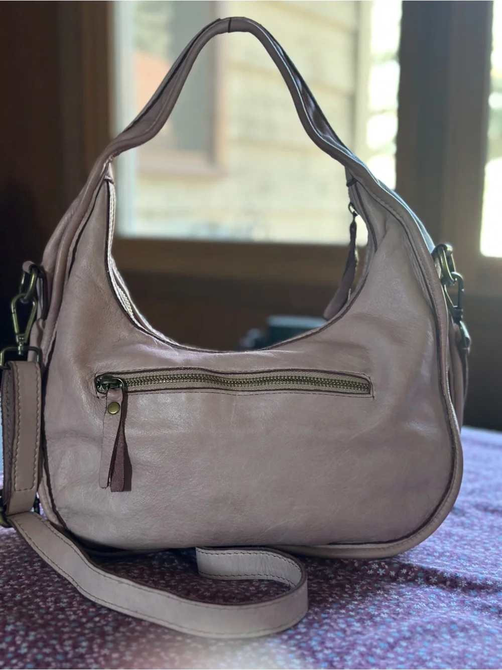 Sundance Telluride leather Woven Hobo Bag in Blush pink